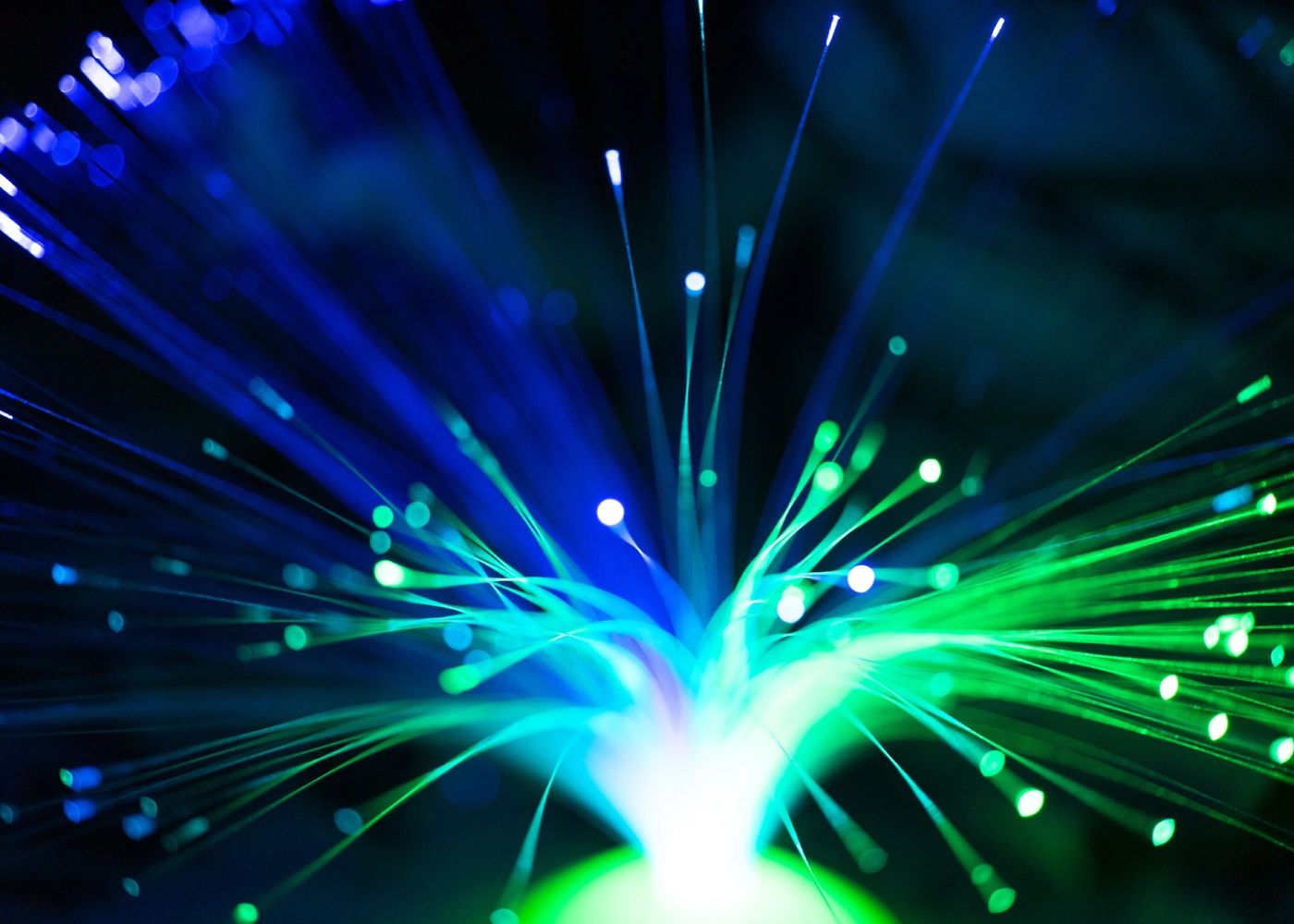 Fibre optic strands carrying light