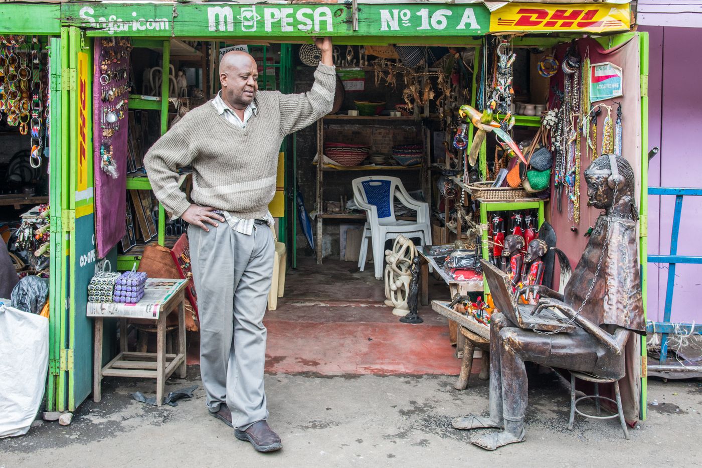 A Nairobi shop owner running a small business